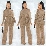 High elastic loose jumpsuit with belt RNH28236