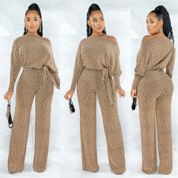 High elastic loose jumpsuit with belt RNH28236