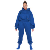 Long sleeve thickened hooded sweater sportswear casual suit