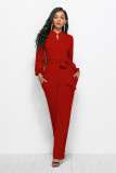 Sexy elastic women's fashionable solid wide leg jumpsuit