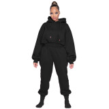 Long sleeve thickened hooded sweater sportswear casual suit