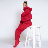 Long sleeve thickened hooded sweater sportswear casual suit