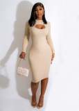 Fashion Thickened Knitted Slim Hollow out Dress