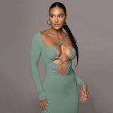 Women's sexy hollow tight A-line skirt with strap backless dress
