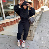 Long sleeve thickened hooded sweater sportswear casual suit