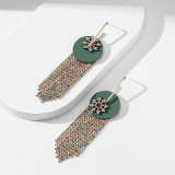 Snowflake tassel earrings fashionable full diamond design long earrings