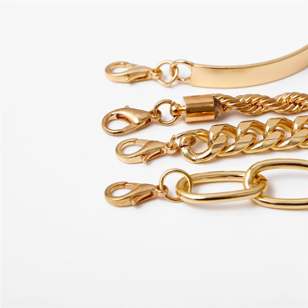 Smooth mix and match fried dough twist chain bracelet Simple thread exaggerated hip hop four piece suit bracelet