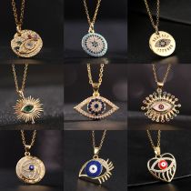 Collar Chain Colorful Zircon Eye Pendant Devil's Eye Necklace Collar Chain Colorful Zircon Eye Pendant Devil's Eye Necklace