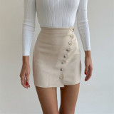 Women's sexy fur skirt with single breasted buttocks