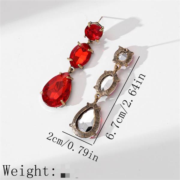 Fashion color diamond alloy inlaid diamond drop shaped long earrings