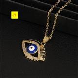 Collar Chain Colorful Zircon Eye Pendant Devil's Eye Necklace