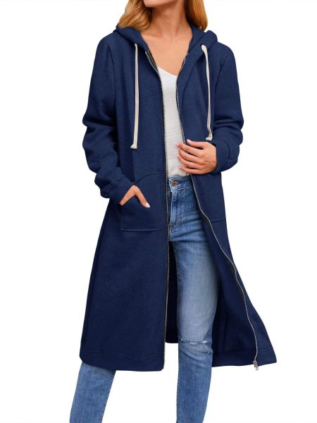 Loose zip long cardigan coat
