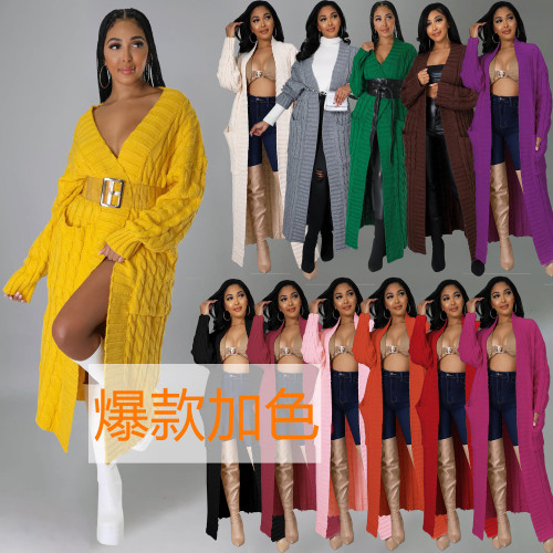 Women's fashion sexy casual long sleeved sweater coat