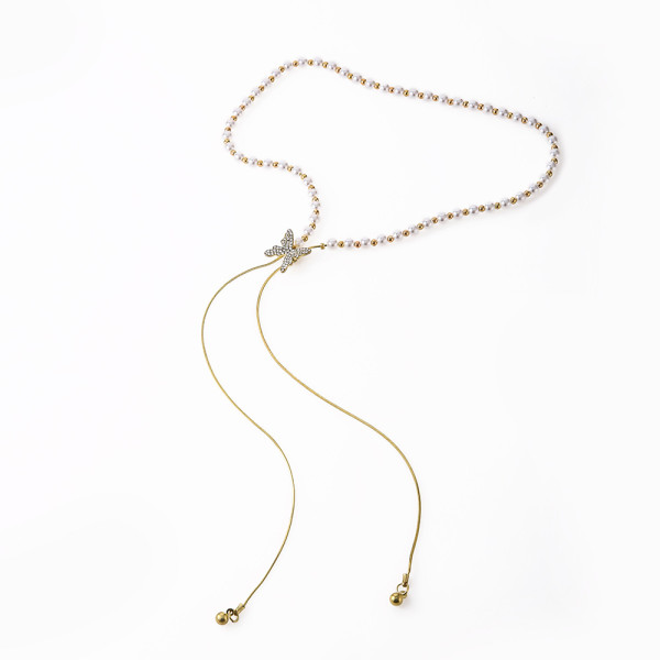 Fashion Personality Pearl Butterfly Necklace ins Fashion Versatile Small Group Pendant