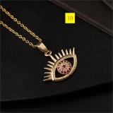 Collar Chain Colorful Zircon Eye Pendant Devil's Eye Necklace