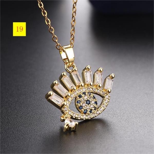 Collar Chain Colorful Zircon Eye Pendant Devil's Eye Necklace