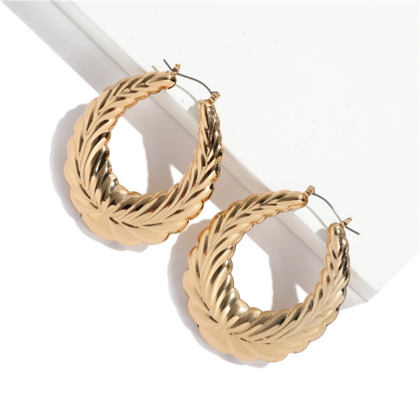 Oversized bamboo pattern earrings exaggerated gold big circle punk hip-hop earrings