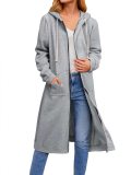 Loose zip long cardigan coat