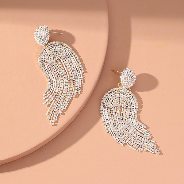 Handmade beaded tassel earrings women inlaid with zircon small design sense of individuality high sense earrings