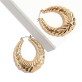 Oversized bamboo pattern earrings exaggerated gold big circle punk hip-hop earrings