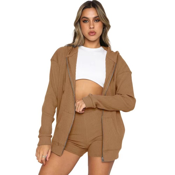 Women's sweater zipper cardigan long sleeve hoodie