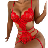 Sexy Lace Open Crotch Strap Perspective Bodysuit