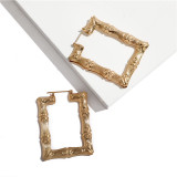 Oversized bamboo pattern earrings exaggerated gold big circle punk hip-hop earrings