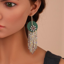 Snowflake tassel earrings fashionable full diamond design long earrings