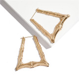 Oversized bamboo pattern earrings exaggerated gold big circle punk hip-hop earrings