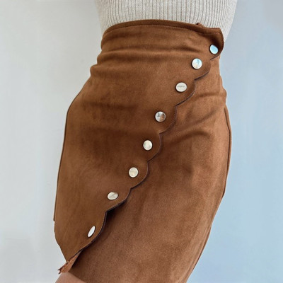 Women's sexy fur skirt with single breasted buttocks