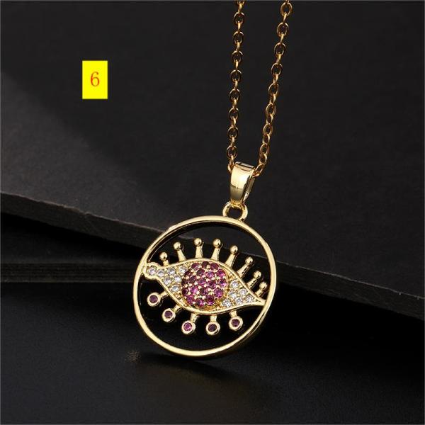 Collar Chain Colorful Zircon Eye Pendant Devil's Eye Necklace