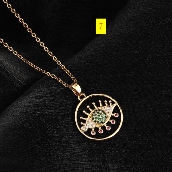 Collar Chain Colorful Zircon Eye Pendant Devil's Eye Necklace
