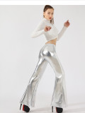 PU leggings fashion tight women's trousers bright leather flared trousers trousers