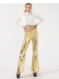 PU leggings fashion tight women's trousers bright leather flared trousers trousers