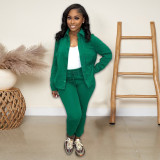 Winter plush sweater suit collar casual sports suit two-piece set