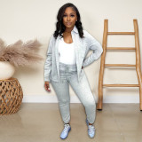 Winter plush sweater suit collar casual sports suit two-piece set