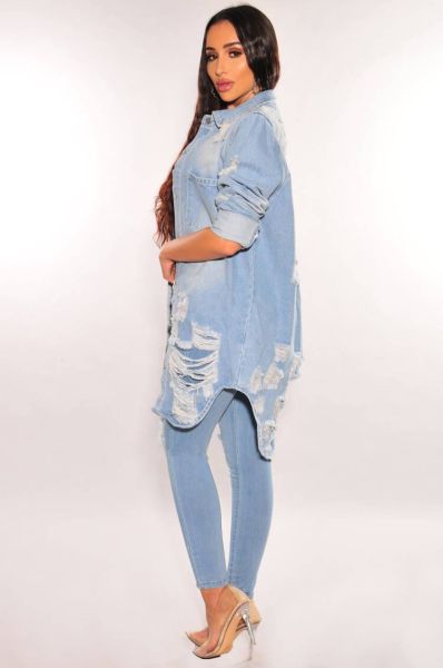 Slim sexy stretch breasted bag buttock hole denim coat