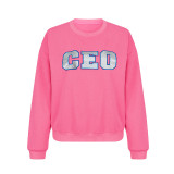 Loose sweater with casual fashion print round neck pullover long sleeve top