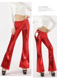 PU leggings fashion tight women's trousers bright leather flared trousers trousers