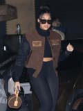 Woolen bomber printed solid color contrast jacket jacket