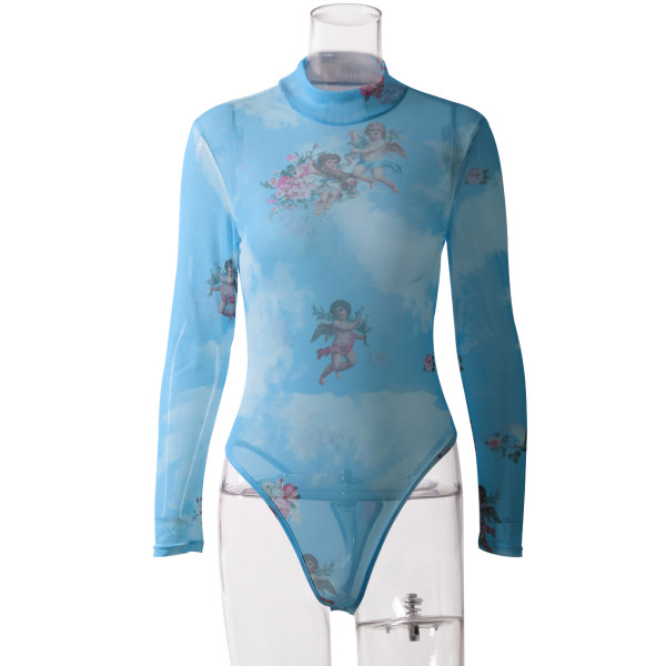 Screen printed long sleeve jumpsuit