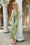 Simple Sexy Irregular One Step Long Sleeve V-Neck Wrinkle Dress