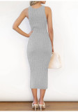 Sleeveless Knitted Pit Strip Dress Women's Long Hip Wrap Dress