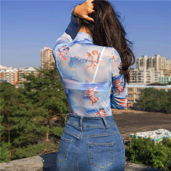 Screen printed long sleeve jumpsuit