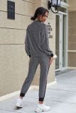 Fashion casual high elastic silk long sleeve household women's round neck women's sports two-piece set