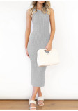 Sleeveless Knitted Pit Strip Dress Women's Long Hip Wrap Dress