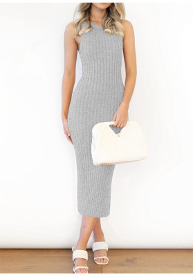 Sleeveless Knitted Pit Strip Dress Women's Long Hip Wrap Dress