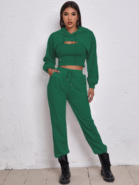 Hoodie Loose Tank Sweater Pants Slow Running 3PK Set