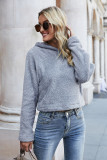 Women's sweater Simple fashion hooded short sweater Autumn and winter reversible velvet loose long sleeve pullover top