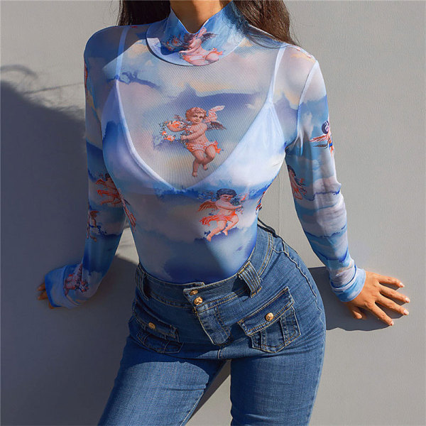 Screen printed long sleeve jumpsuit